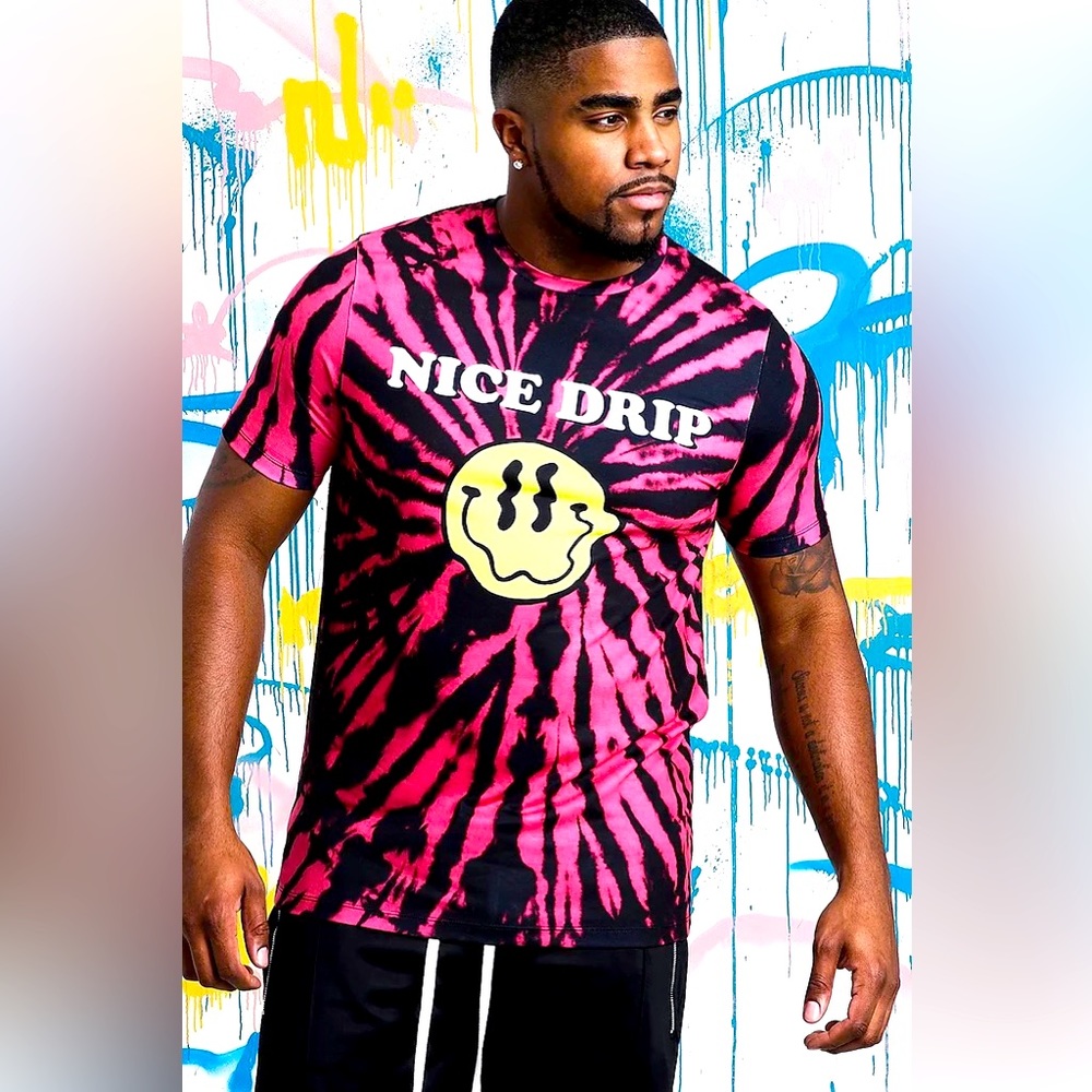 boohooMAN Mens Quavo Nice Drip Print Drip Face Tie Dye T-Shirt